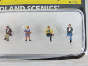 LOT of 5 N Scale Woodland Scenics Figure Packs: Police, Bystanders, Graveside +