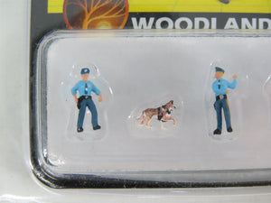 LOT of 5 N Scale Woodland Scenics Figure Packs: Police, Bystanders, Graveside +