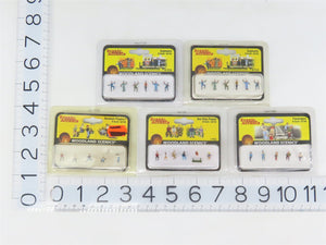 LOT of 5 N Scale Woodland Scenics Figure Packs: Engineers, Baseball, Passenger +