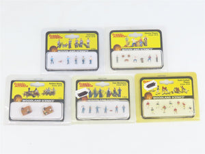 LOT of 5 N Scale Woodland Scenics Figure Packs: Mechanics, Football, Checkers +