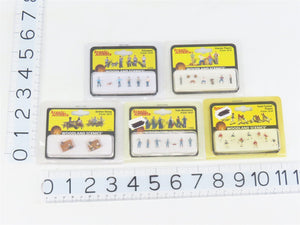 LOT of 5 N Scale Woodland Scenics Figure Packs: Mechanics, Football, Checkers +