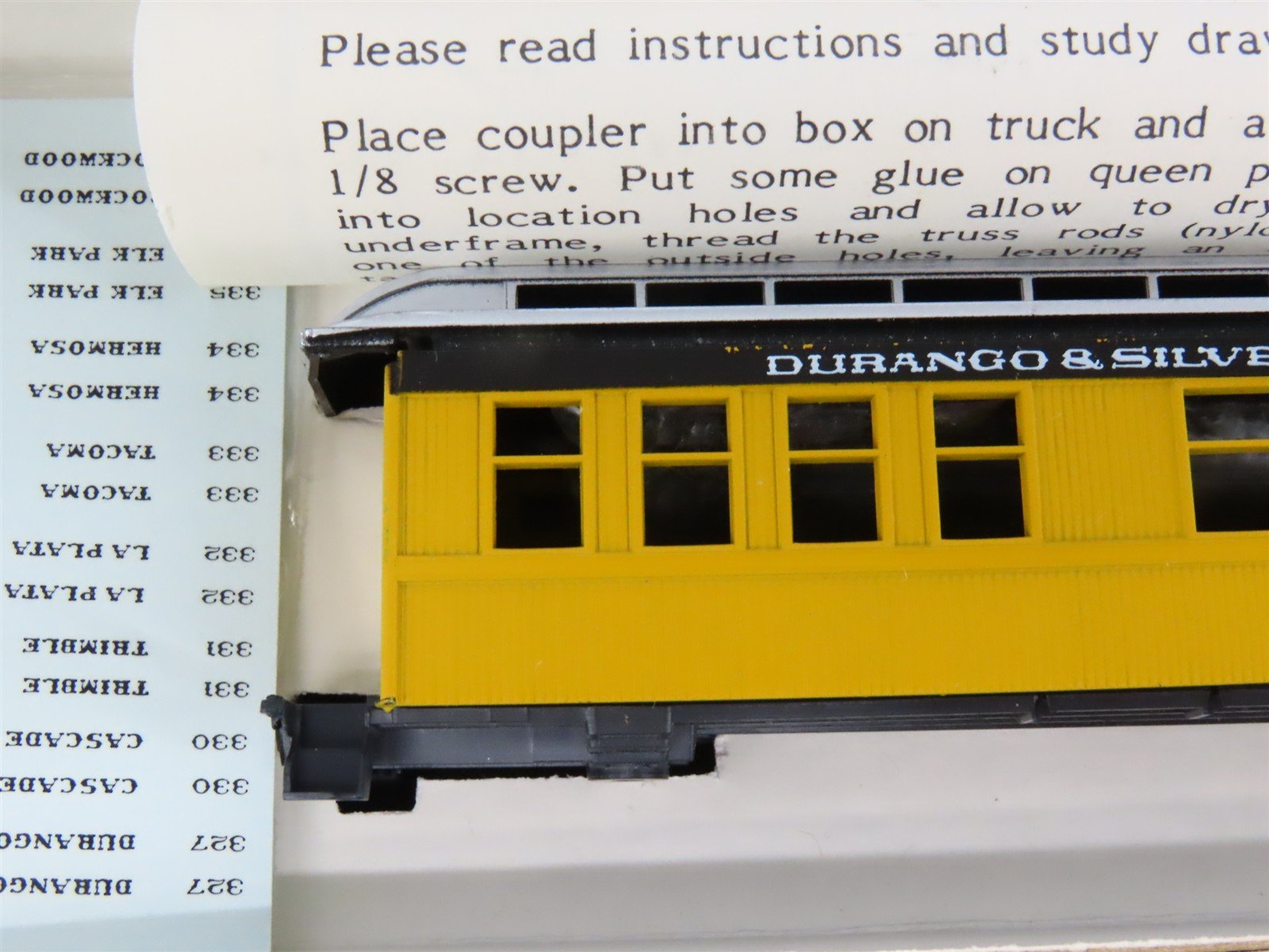 HO Scale Roundhouse Kits D&S Durango & Silverton 34' Overton Passenger 3-Car Set