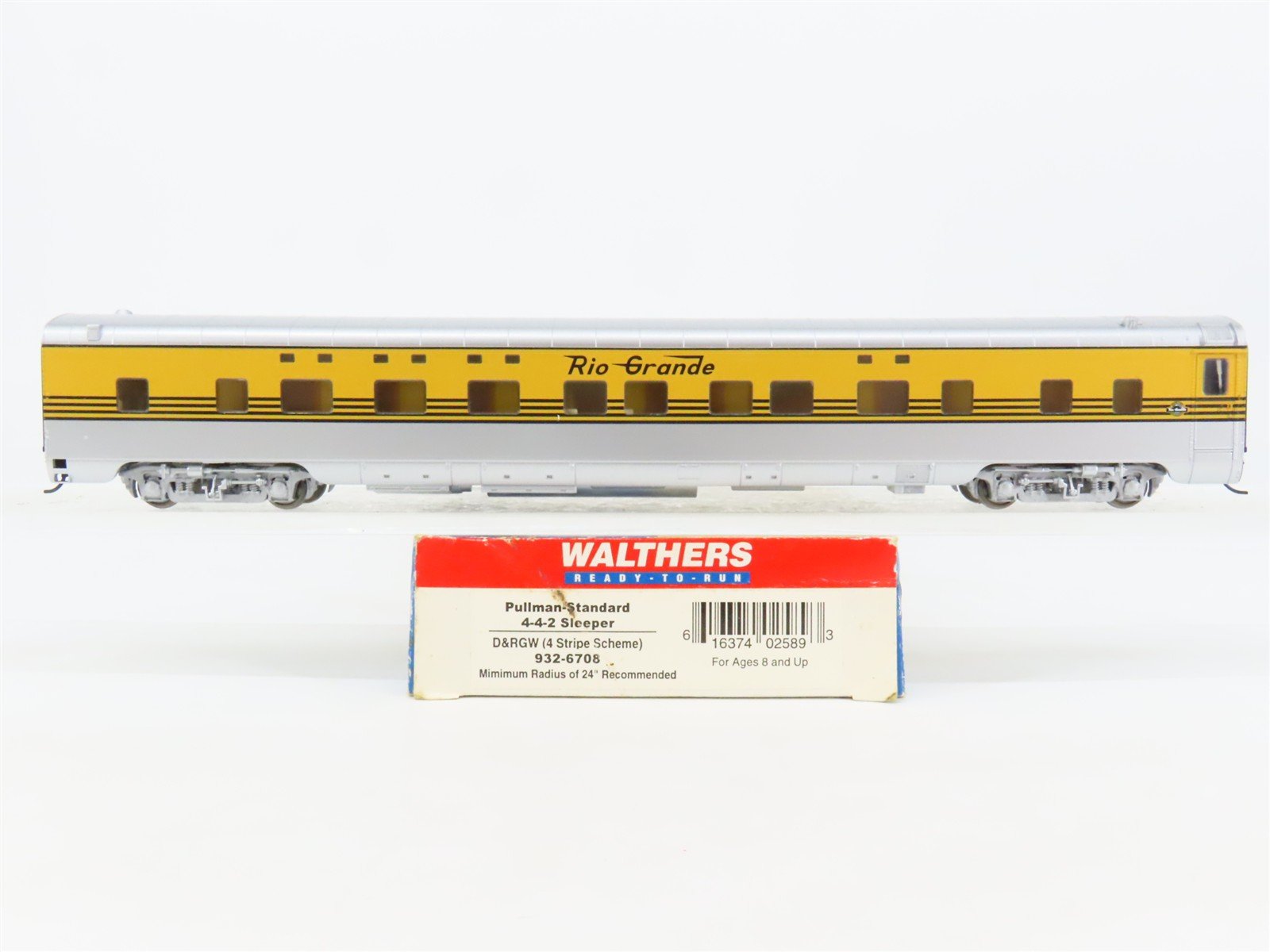 HO Scale Walthers 932-6708 D&RGW Rio Grande P-S 4-4-2 Sleeper Passenger Car