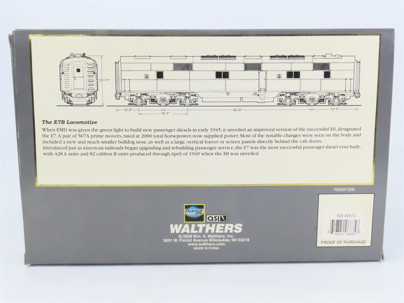 HO Scale Proto 2000 UP Union Pacific EMD E7B Diesel #988B w/ DCC & Sound