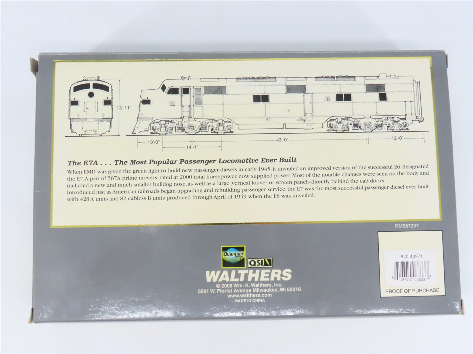 HO Scale Proto 2000 920-40971 UP Union Pacific EMD E7A Diesel #988 w/DCC & Sound