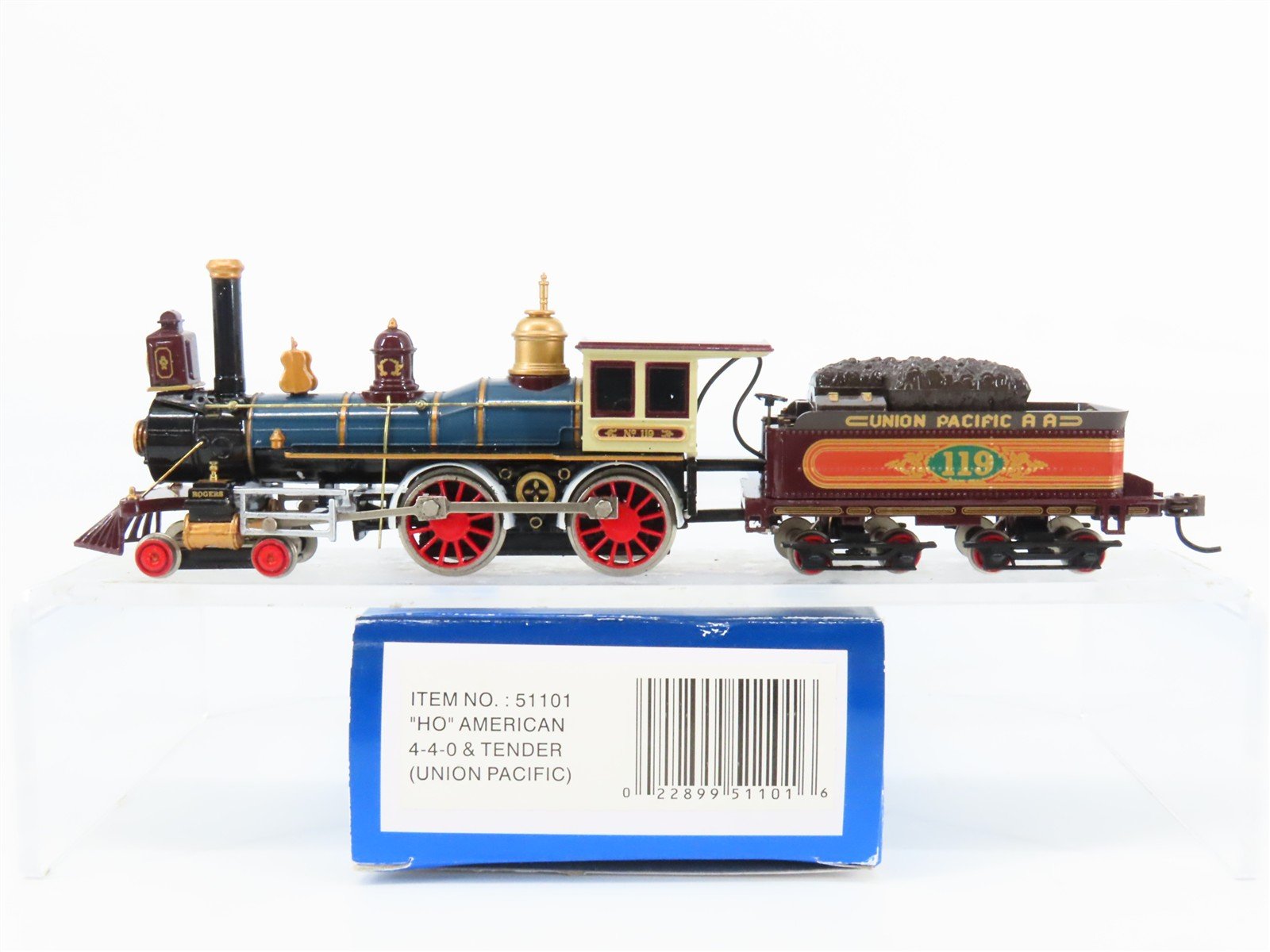 HO Scale Bachmann 51101 UP Union Pacific 4-4-0 American Steam Locomotive #119
