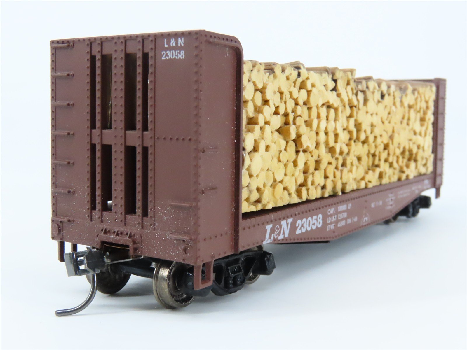 HO Athearn 1453 L&N Louisville & Nashville 40' Pulpwood Flatcar #23058 w/Load