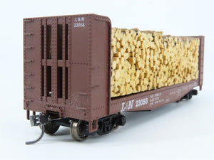 HO Athearn 1453 L&N Louisville & Nashville 40' Pulpwood Flatcar #23058 w/Load