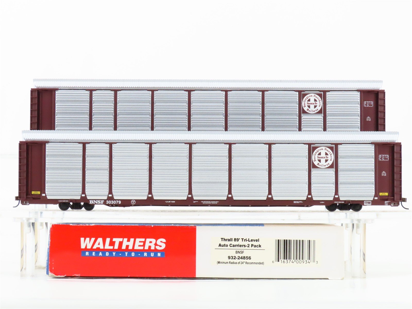HO Walthers 932-24856 BNSF Burlington Northern Santa Fe Auto Carriers 2-Pack