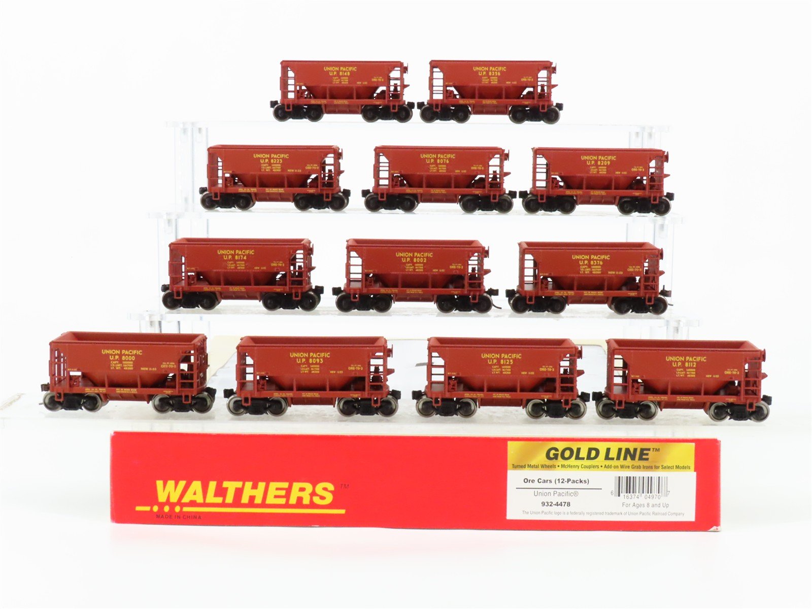 HO Scale Walthers Gold Line 932-4478 UP Union Pacific Railroad Ore Cars 12-Pack