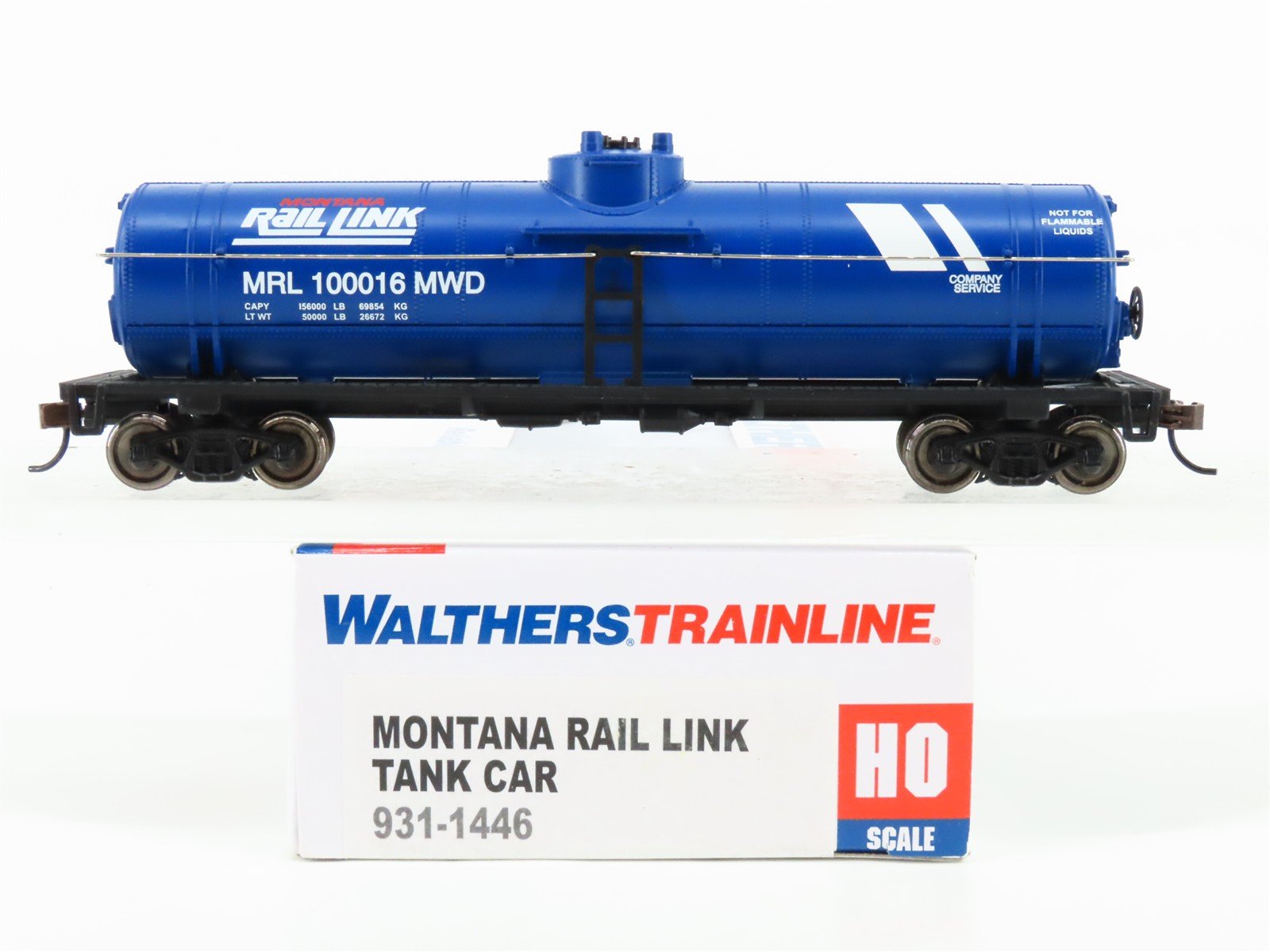 HO Scale Walthers Trainline 931-1446 MRL Montana Rail Link Tank Car #100016