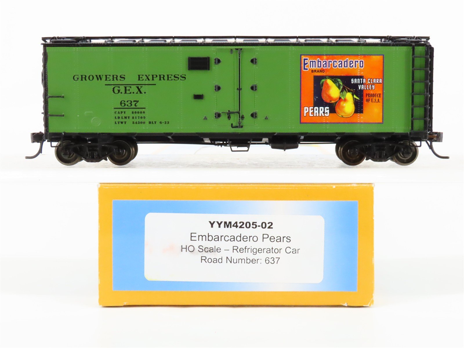 HO Scale YesterYear Models YYM4205-02 GEX Embarcadero Pears Reefer #637