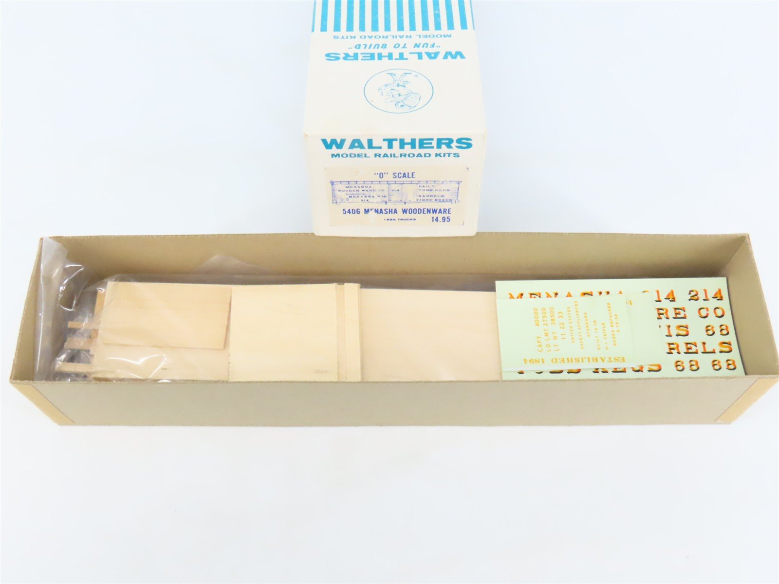 O Scale 2-Rail Walthers Kit #5406 Undecorated Menasha Woodenware Box Car