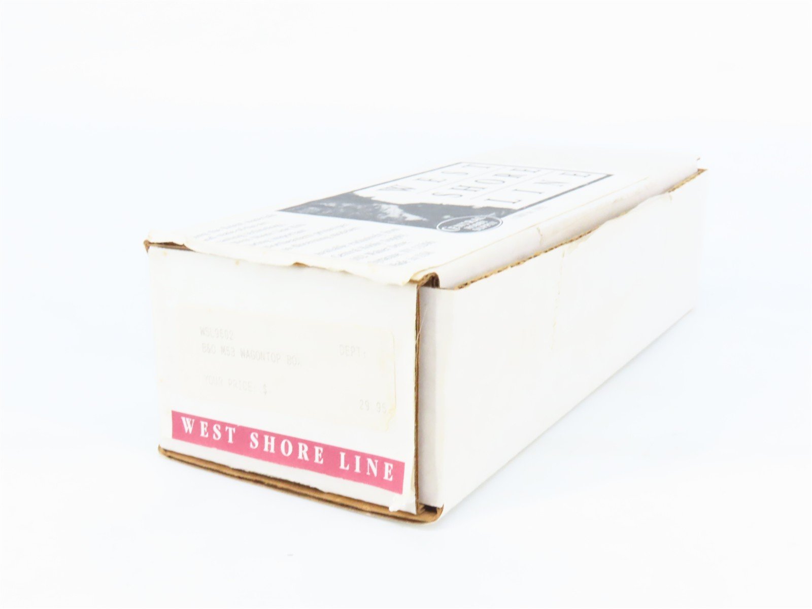 HO Scale West Shore Line Resin #WSL9602 Undecorated B&O M53 Wagontop Box Car