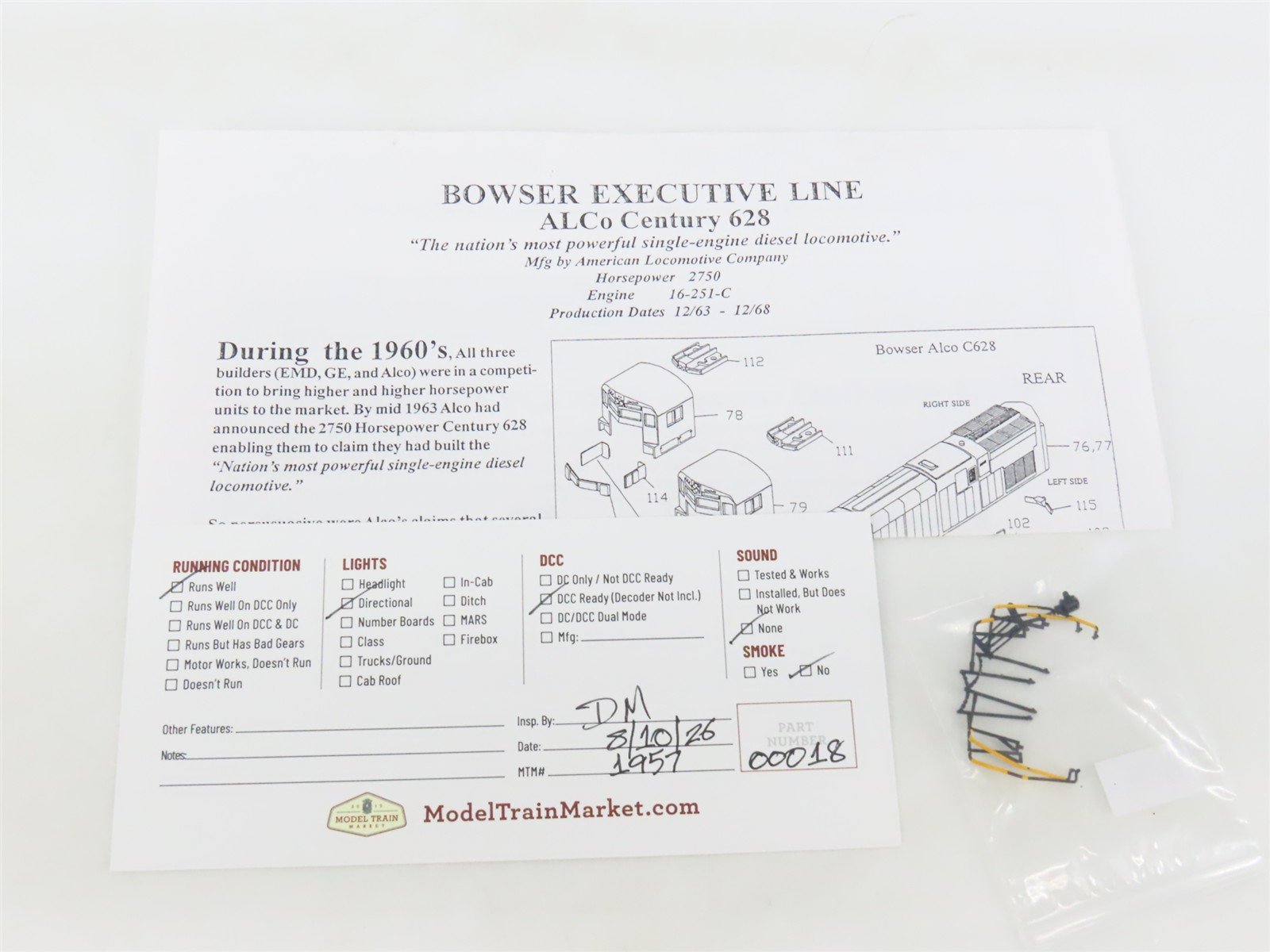 HO Bowser Executive 691-23327 PC Penn Central ALCO C628 Diesel #6304 - DCC Ready