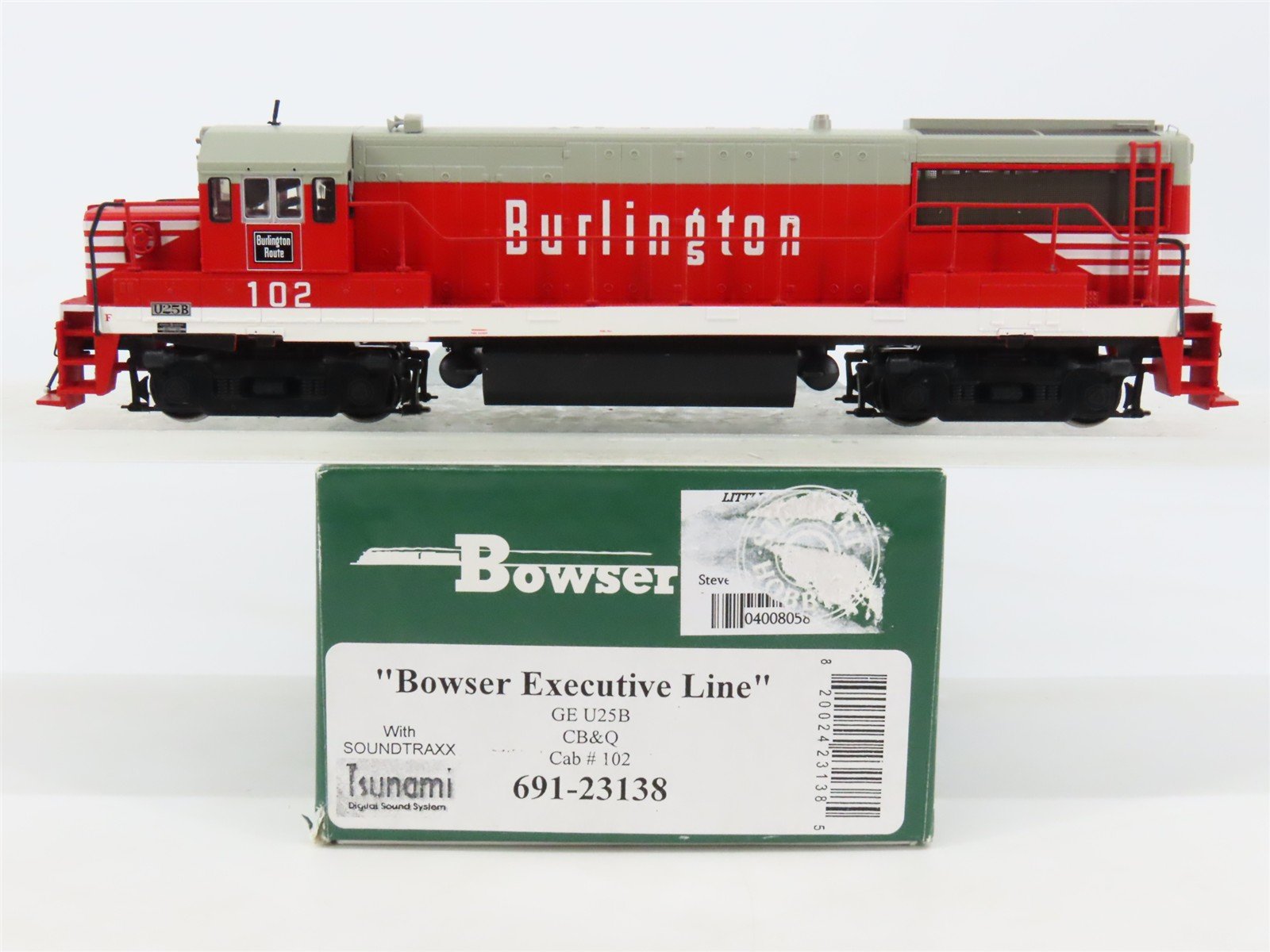 HO Bowser Executive 691-23138 CB&Q Burlington GE U25B Diesel #102 w/ DCC & Sound