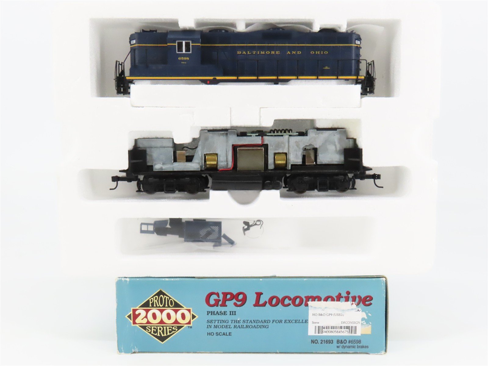 HO Proto 2000 21693 B&O Baltimore & Ohio EMD GP9 Ph. 3 Diesel #6598 - BAD GEARS