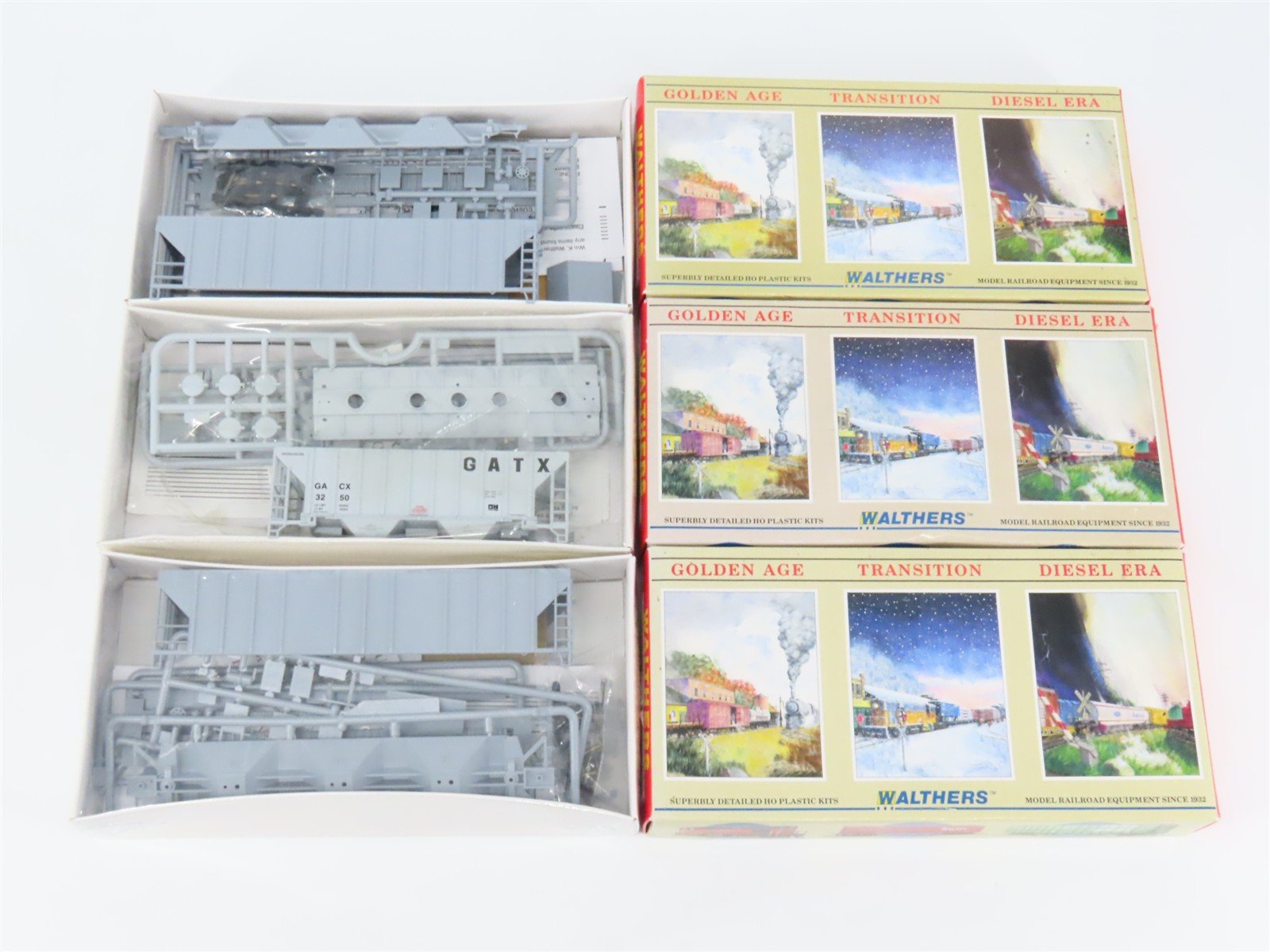 LOT of 3 HO Scale Walthers Kits GATX 2-Bay & Undecorated 3-Bay Covered Hoppers