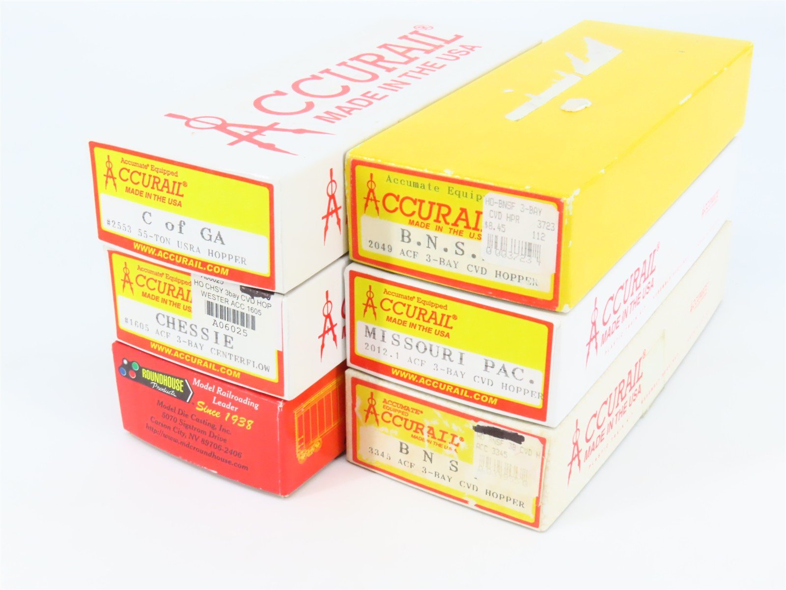 LOT of 6 HO Accurail & Roundhouse Kits SOU, MP, BNSF, CG & B&O Box Car & Hoppers