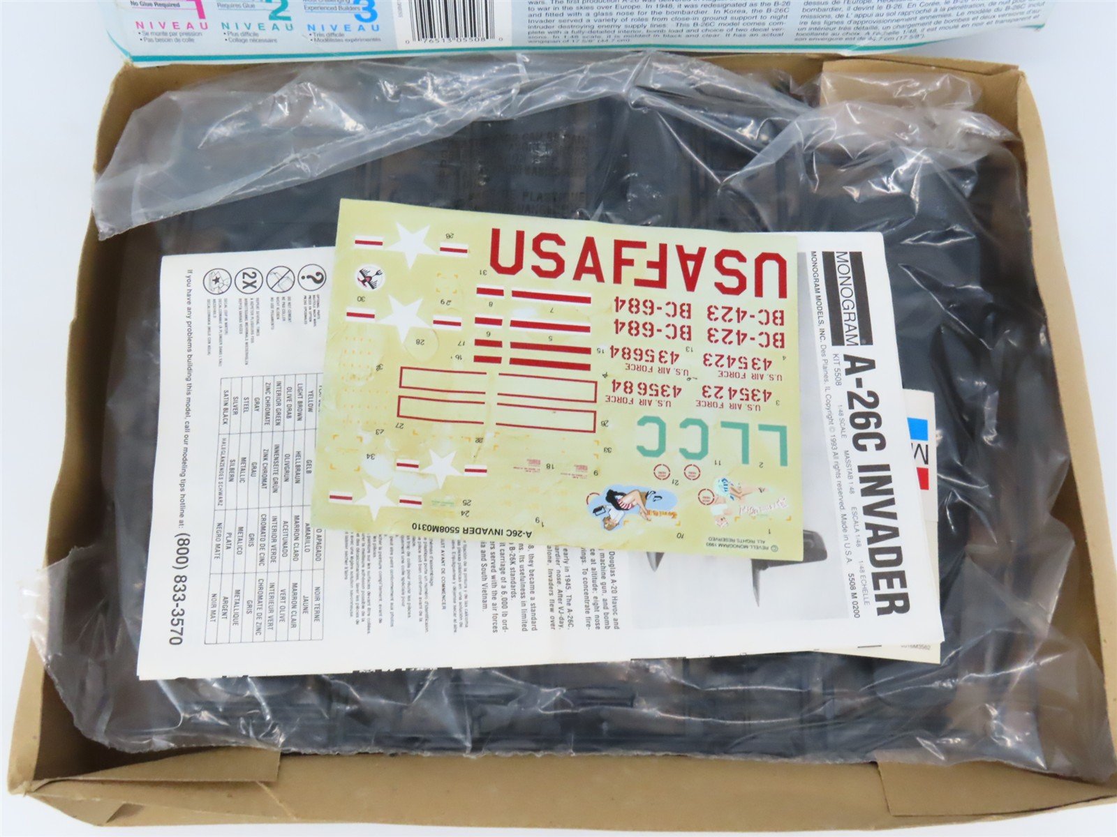 O 1/48 Scale Monogram Kit #5508 USAF A/B-26C Invader Light Bomber Aircraft