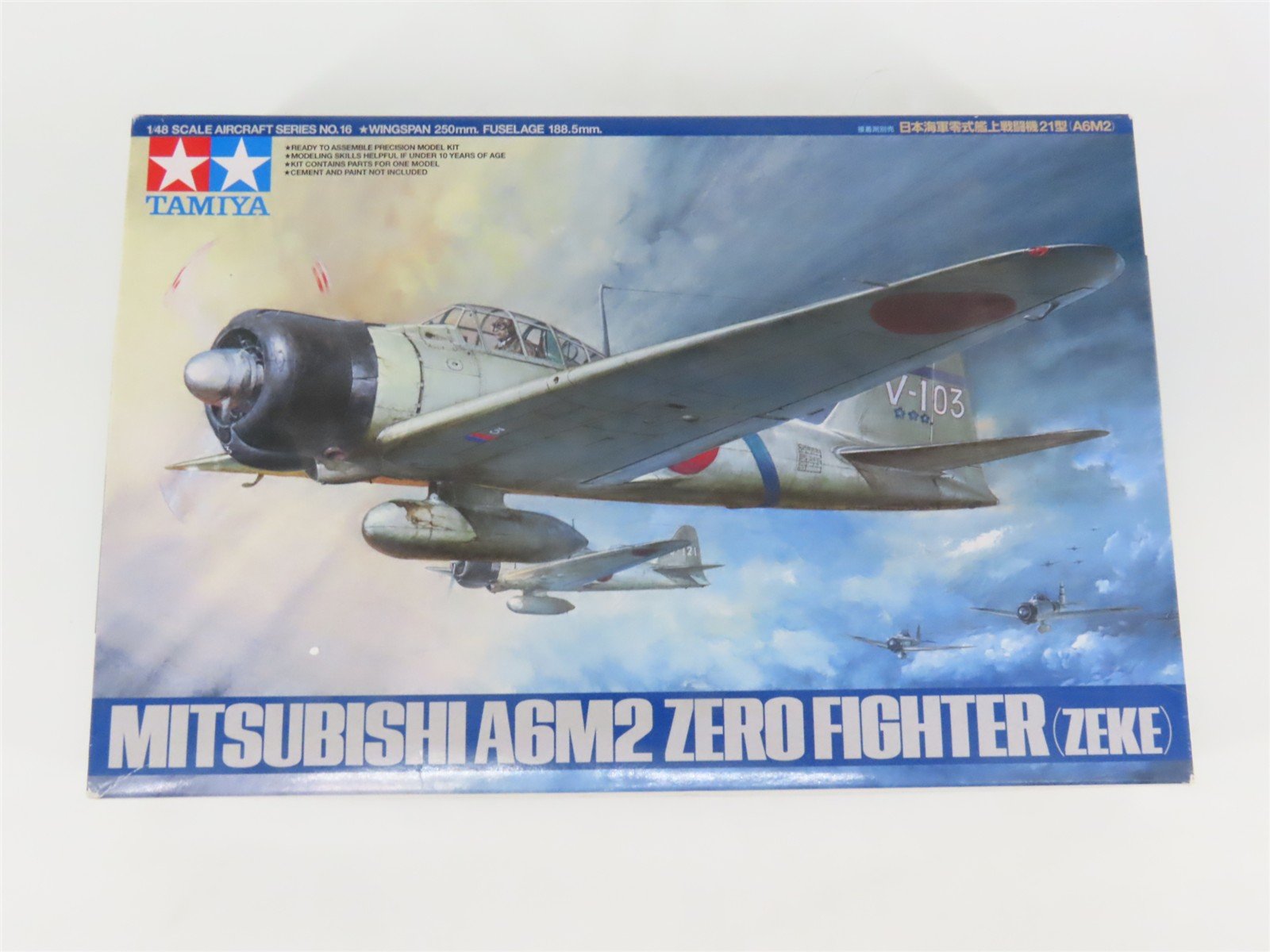 O 1/48 Scale Tamiya Kit #61016 Japanese Mitsubishi A6M2 Zero Fighter Aircraft
