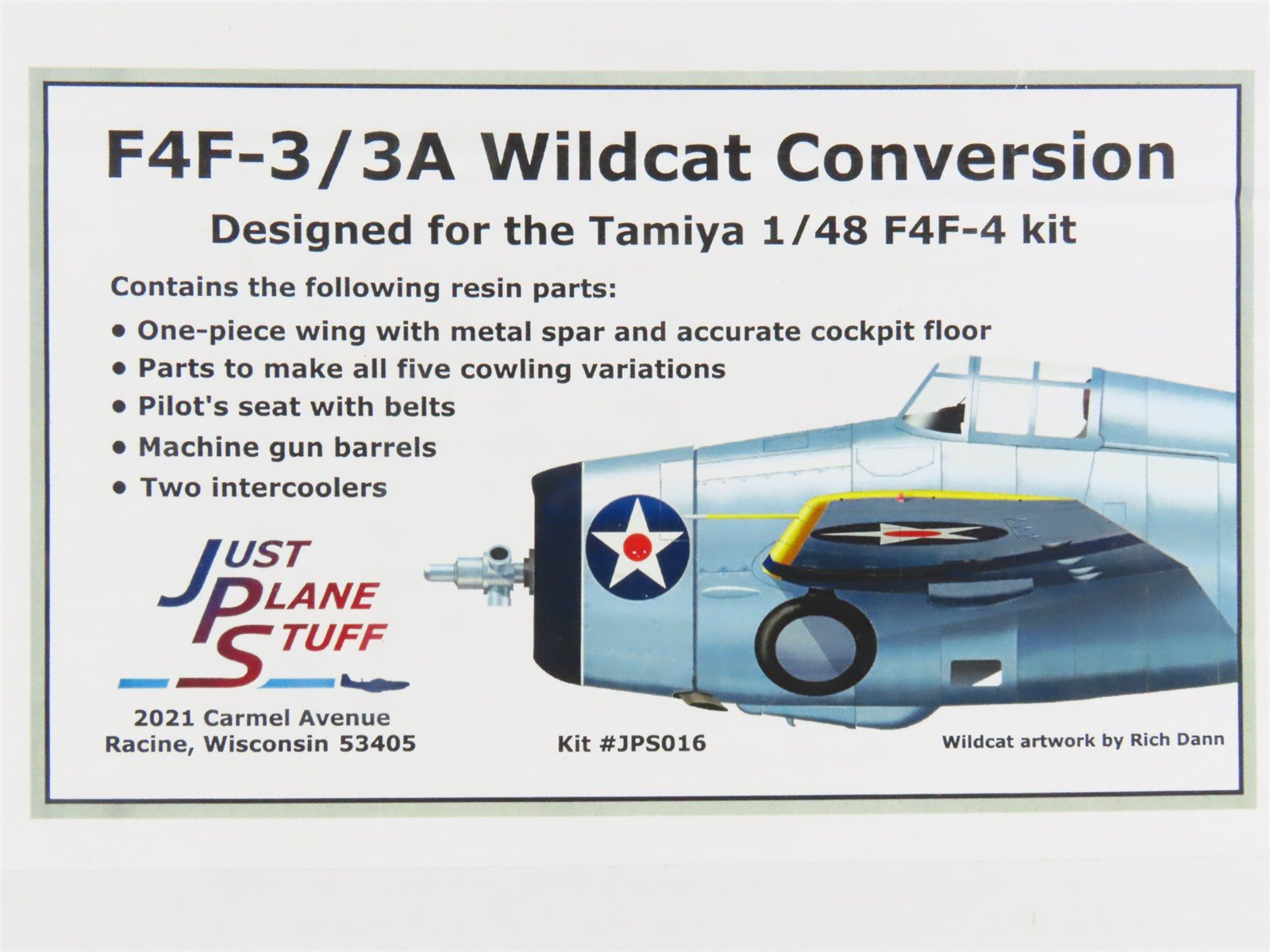 O 1/48 Just Plane Stuff #JPS016 F4F-3/3A Wildcat Conversion Kit for Tamiya F4F-4