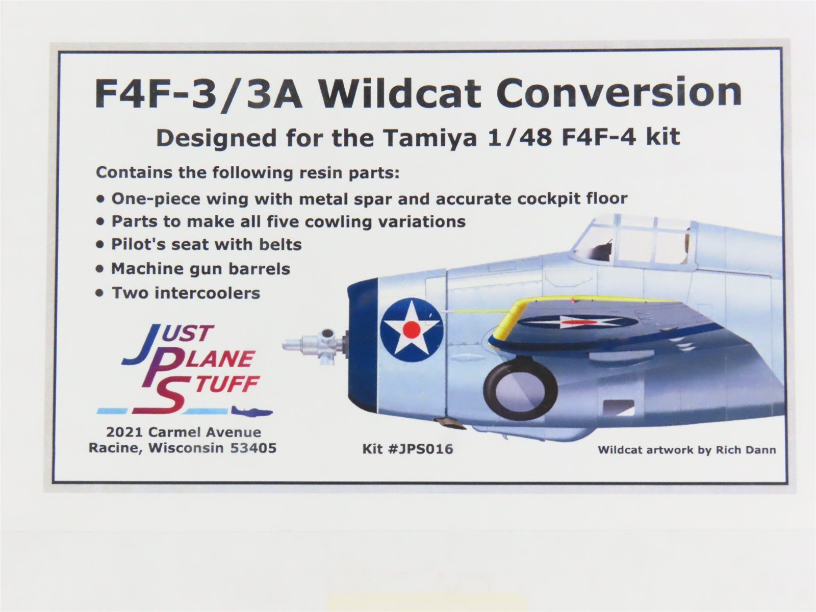 O 1/48 Just Plane Stuff #JPS016 F4F-3/3A Wildcat Conversion Kit for Tamiya F4F-4