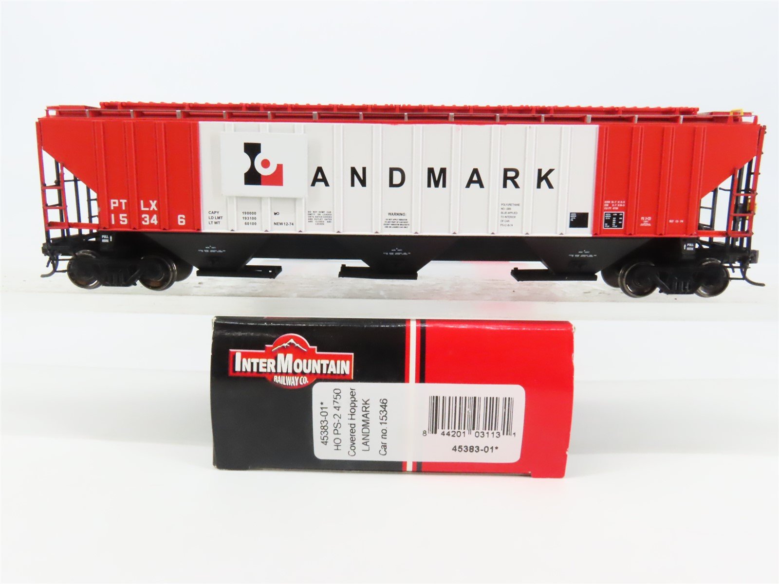 HO Scale InterMountain 45383-01 PTLX Landmark 3-Bay PS-2 Covered Hopper #15346