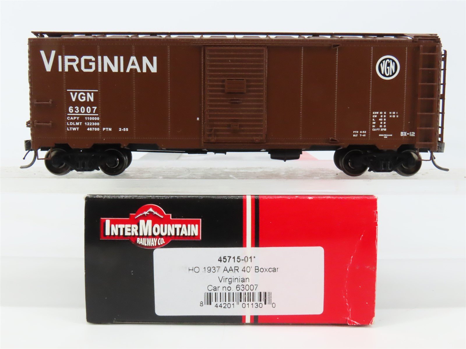 HO Scale InterMountain 45715-01 VGN Virginian AAR 40' Box Car #63007