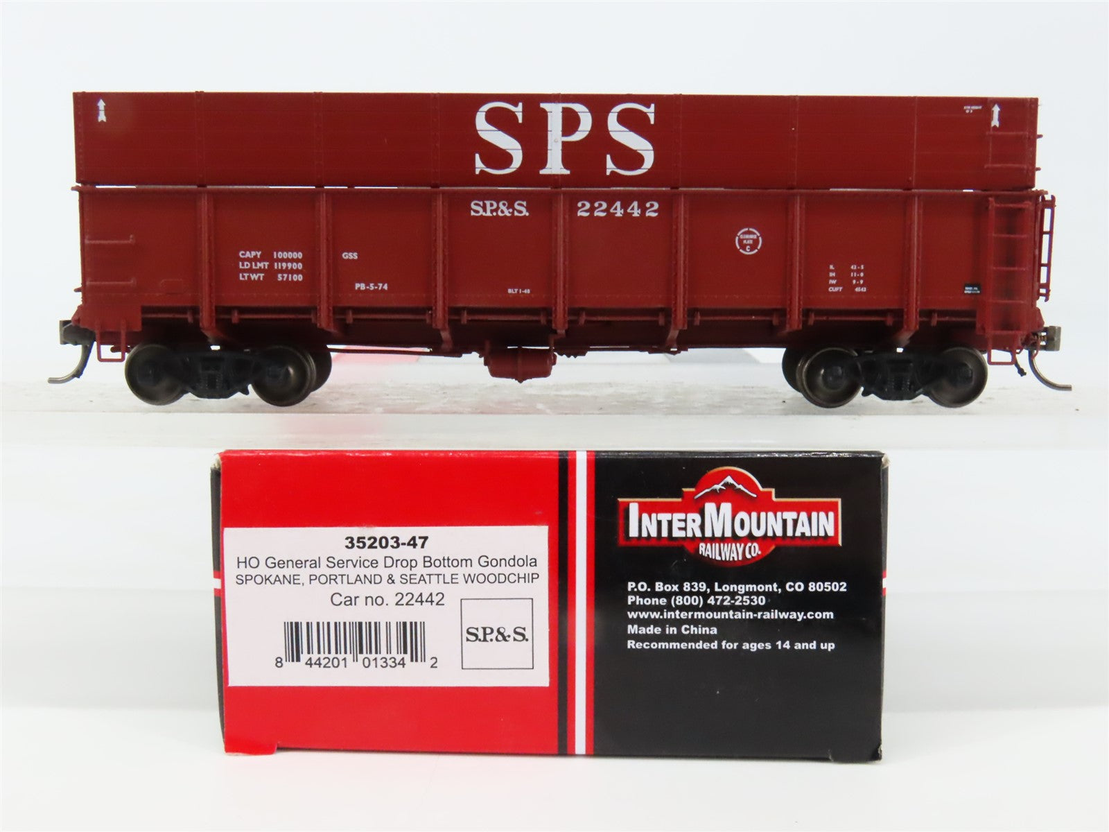 HO Scale InterMountain 35203-47 SP&S Drop Bottom Woodchip Gondola #22442