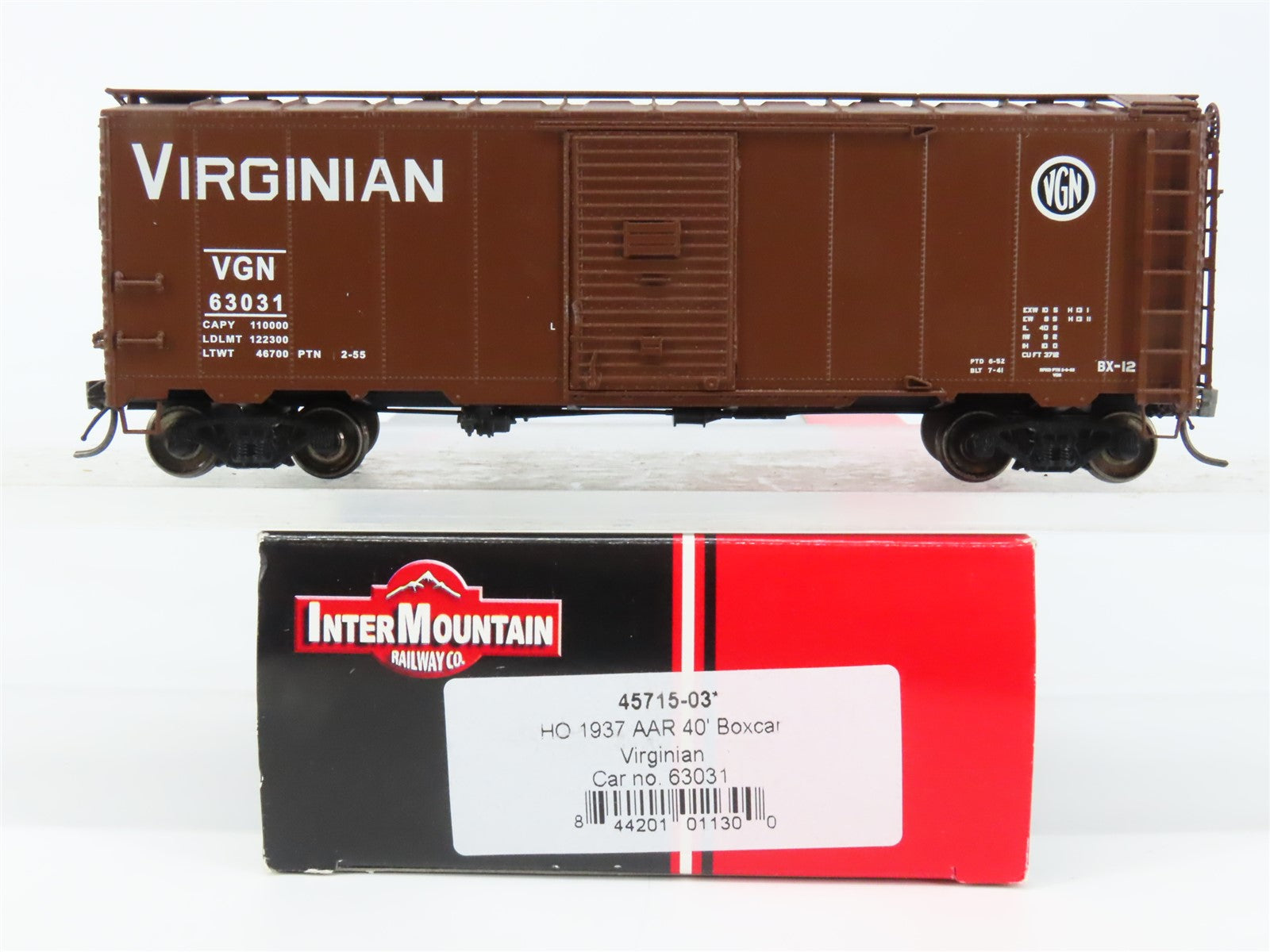 HO Scale InterMountain 45715-03 VGN Virginian 1937 AAR 40' Box Car #63031