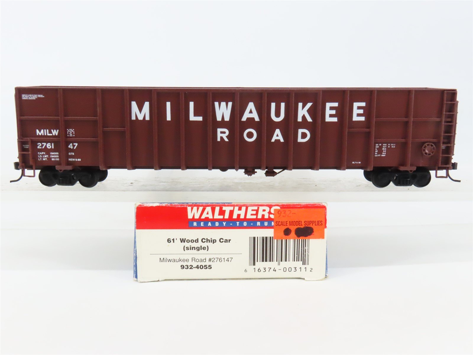 HO Scale Walthers 932-4055 MILW Milwaukee Road 61' Woodchip Gondola #276147
