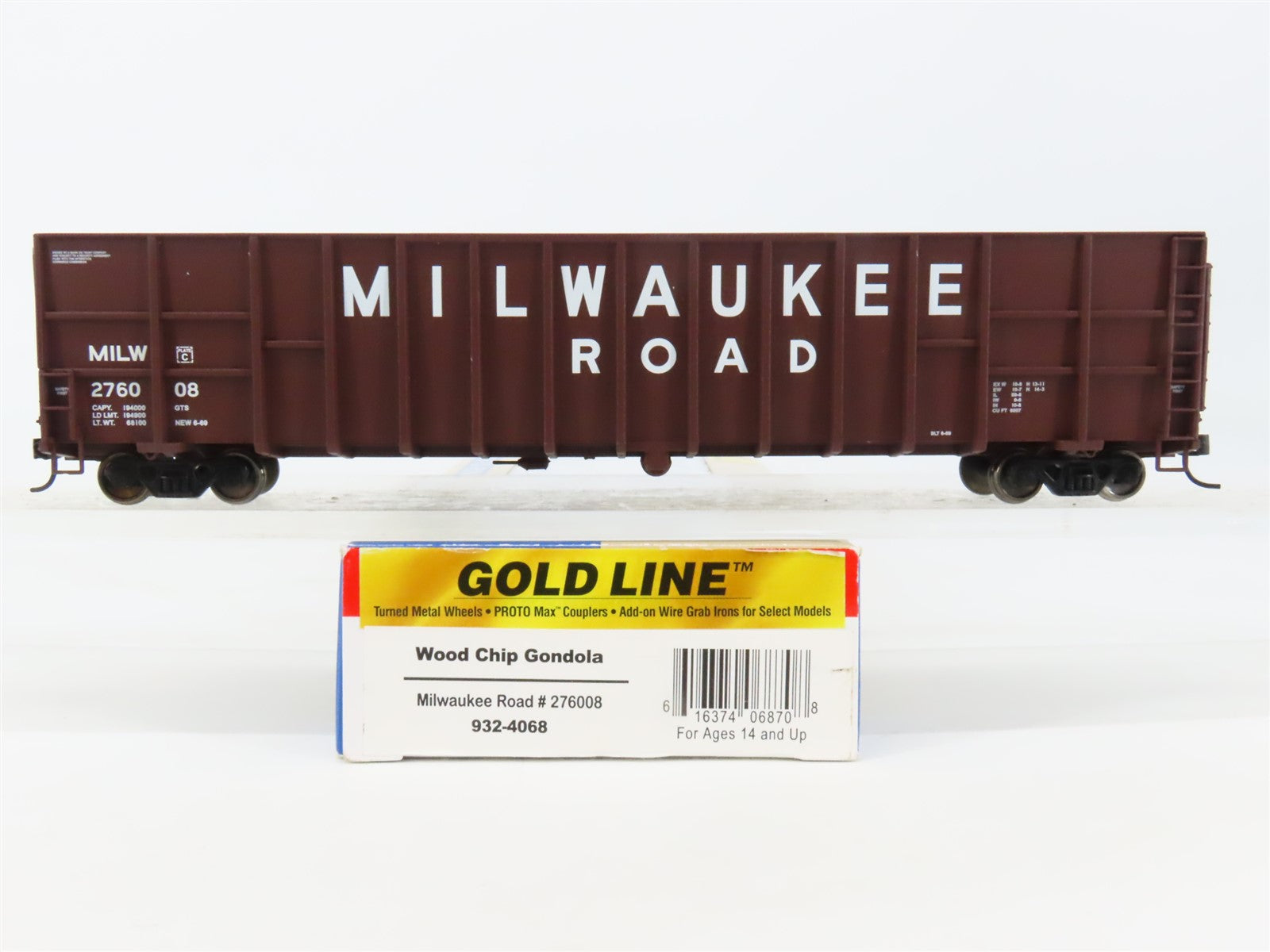 HO Scale Walthers Gold 932-4068 MILW Milwaukee Road 61' Woodchip Gondola #276008
