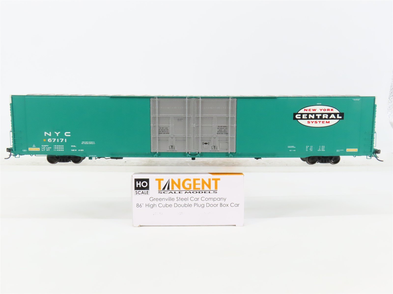 HO Tangent NYC New York Central 86' Hi-Cube Double Plug Door Box Car #67171