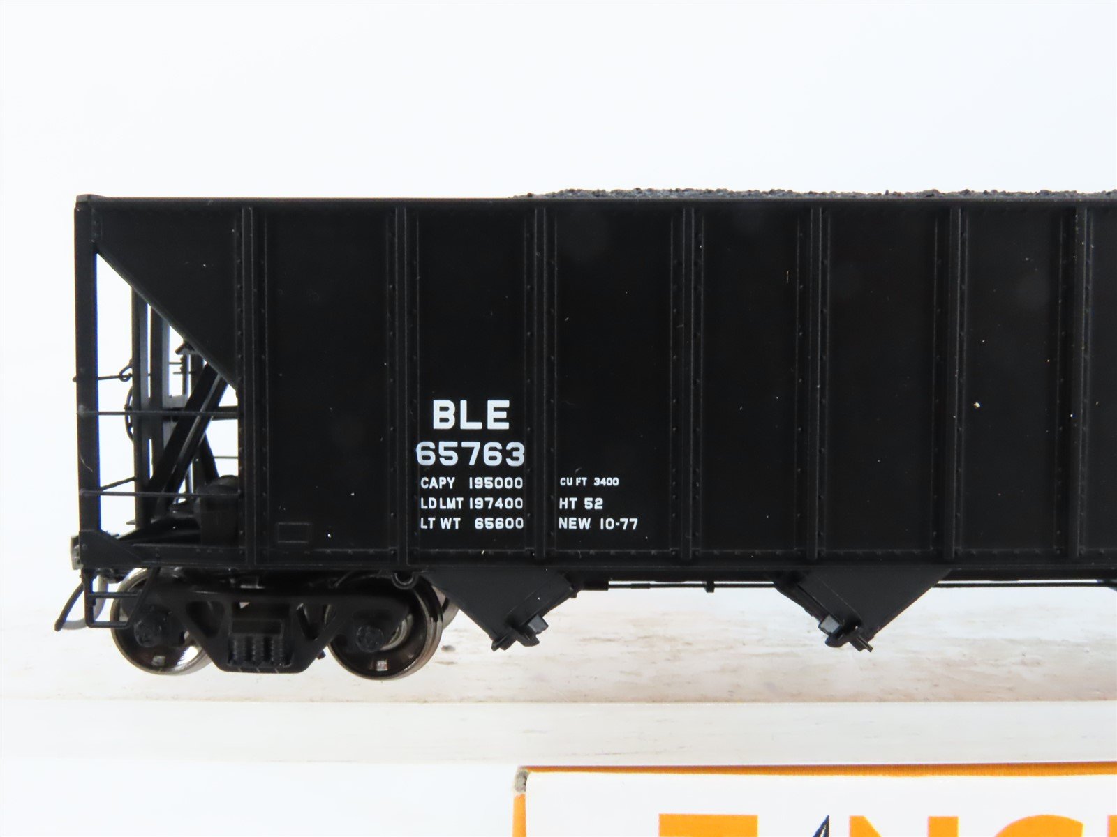 HO Scale Tangent 10850-03 B&LE Bessemer 4-Bay Bethlehem Hopper #65763 w/ Load