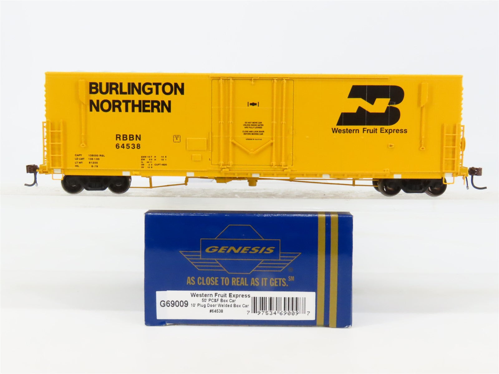 HO Athearn Genesis G69009 RBBN Western Fruit Express 50' PC&F Box Car #64538