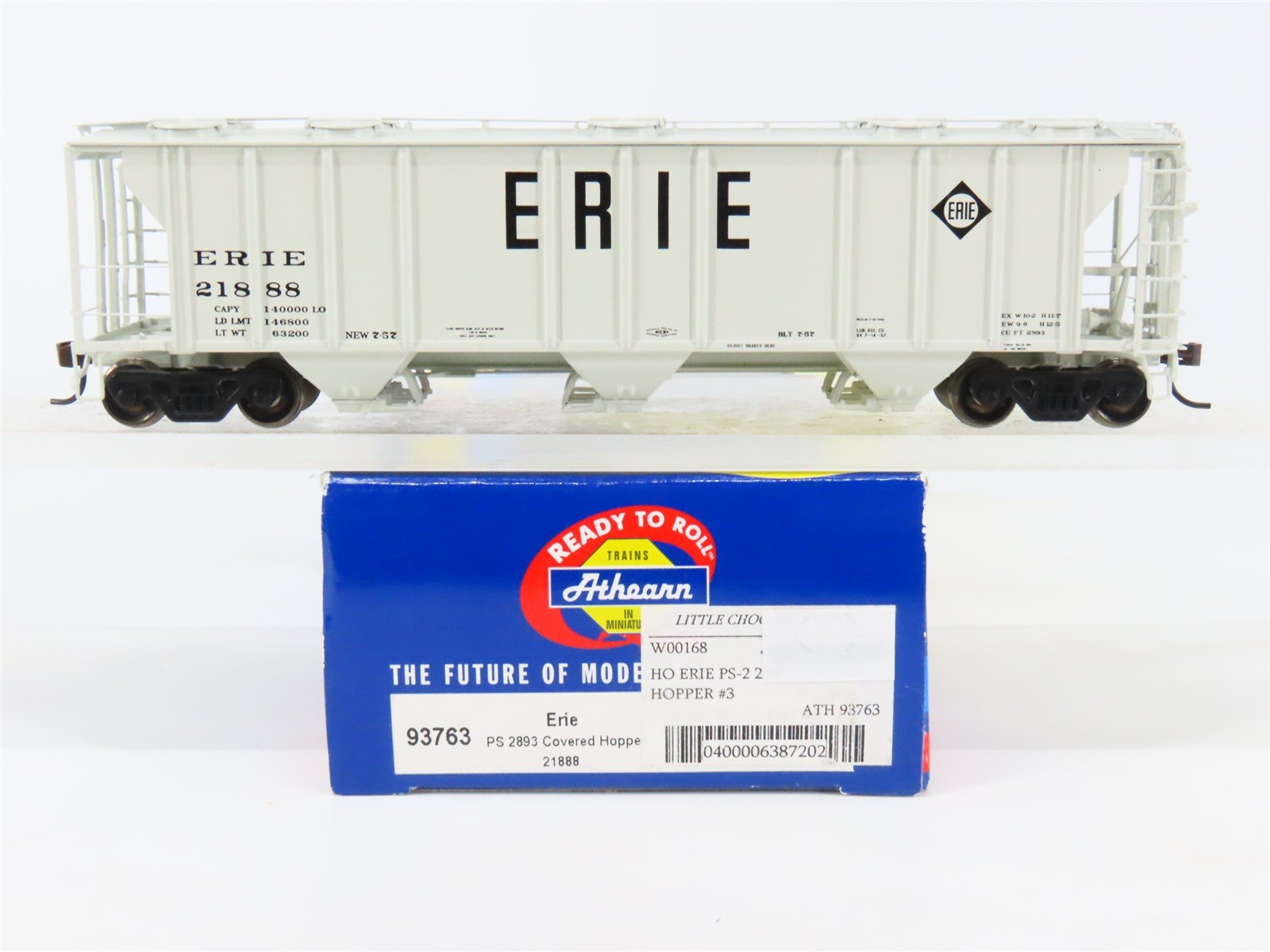HO Scale Athearn 93763 ERIE Railroad 3-Bay PS 2893 Covered Hopper #21888