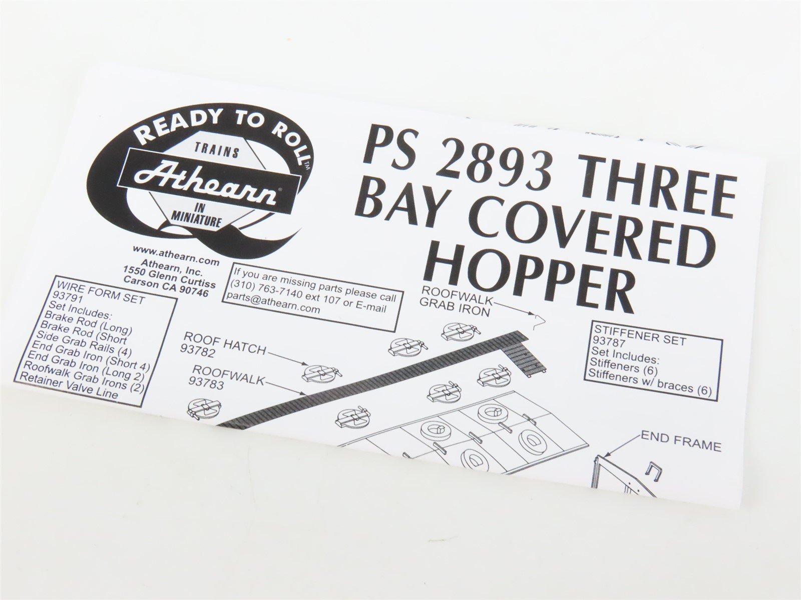 HO Scale Athearn 93763 ERIE Railroad 3-Bay PS 2893 Covered Hopper #21888