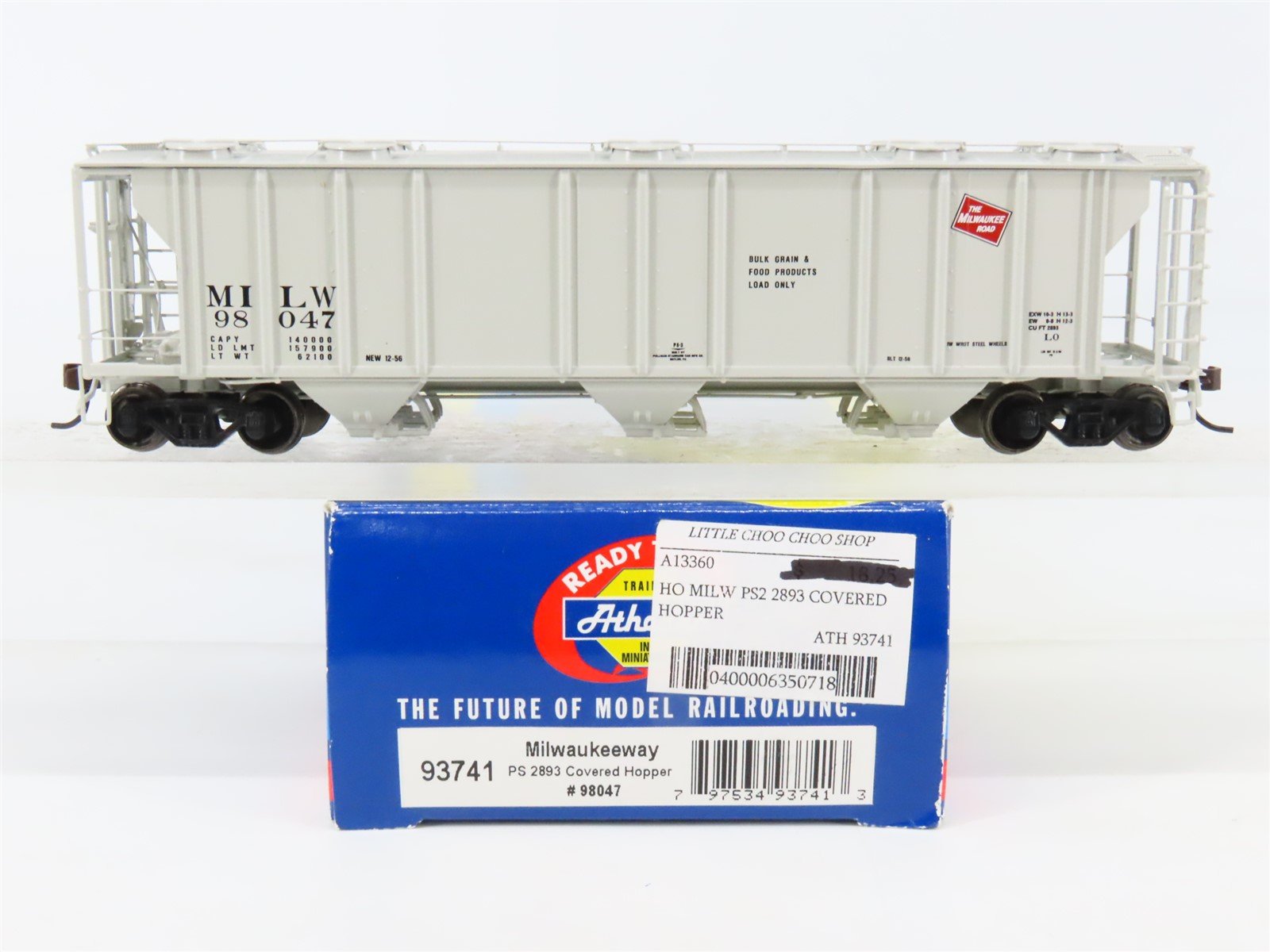 HO Scale Athearn 93741 MIW Milwaukee Road 3-Bay PS 2893 Covered Hopper #98047