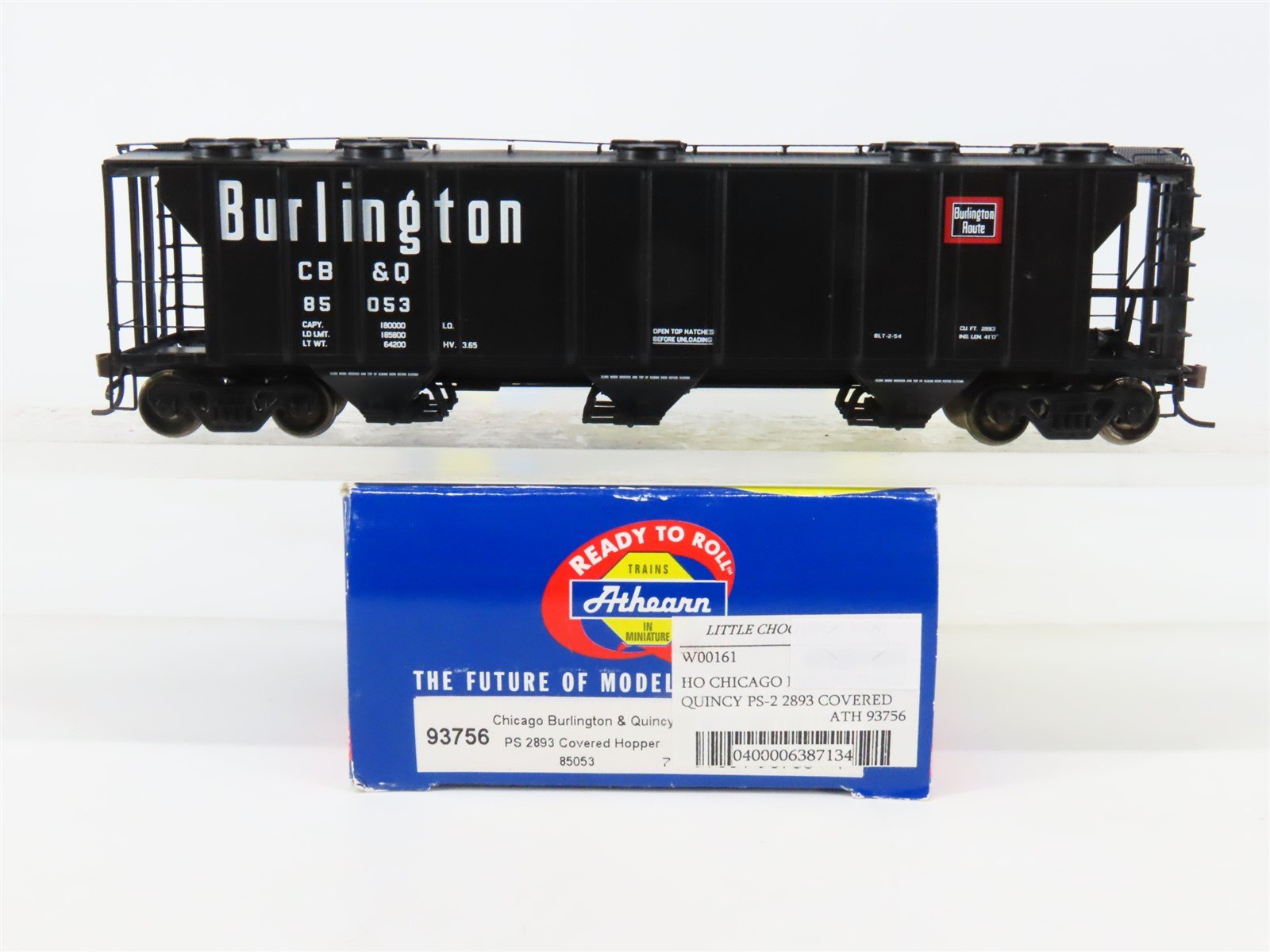 HO Scale Athearn 93756 CB&Q Burlington Route 3-Bay PS 2893 Covered Hopper #85053
