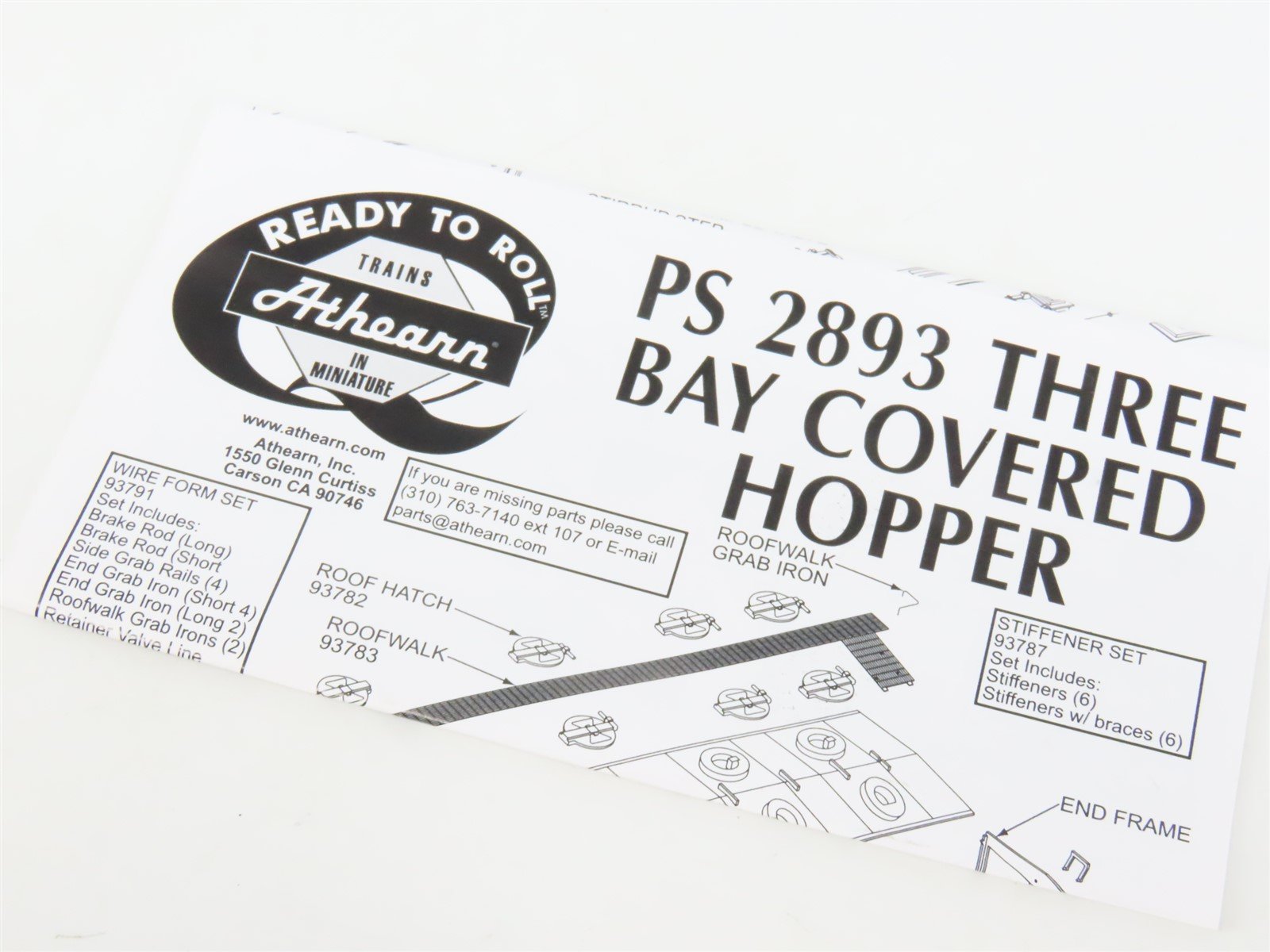 HO Scale Athearn 93756 CB&Q Burlington Route 3-Bay PS 2893 Covered Hopper #85053