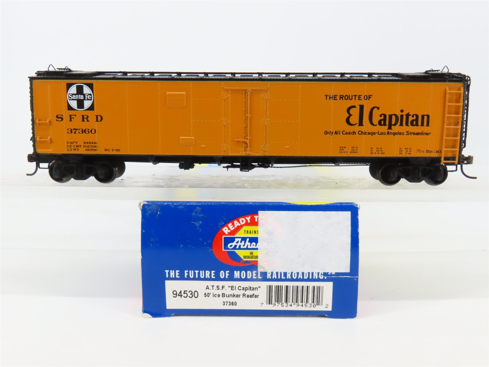 HO Scale Athearn 94530 SFRD ATSF El Capitan 50' Steel Ice Bunker Reefer #37360