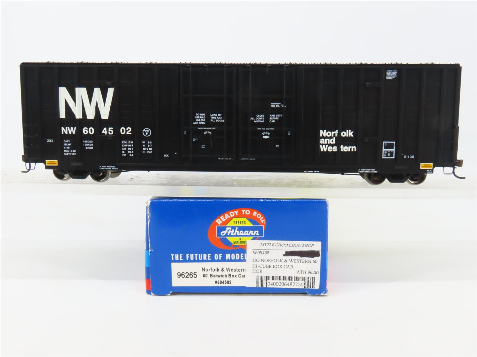 HO Athearn 96265 N&W Norfolk & Western 60' Berwick Excess Height Box Car #604502