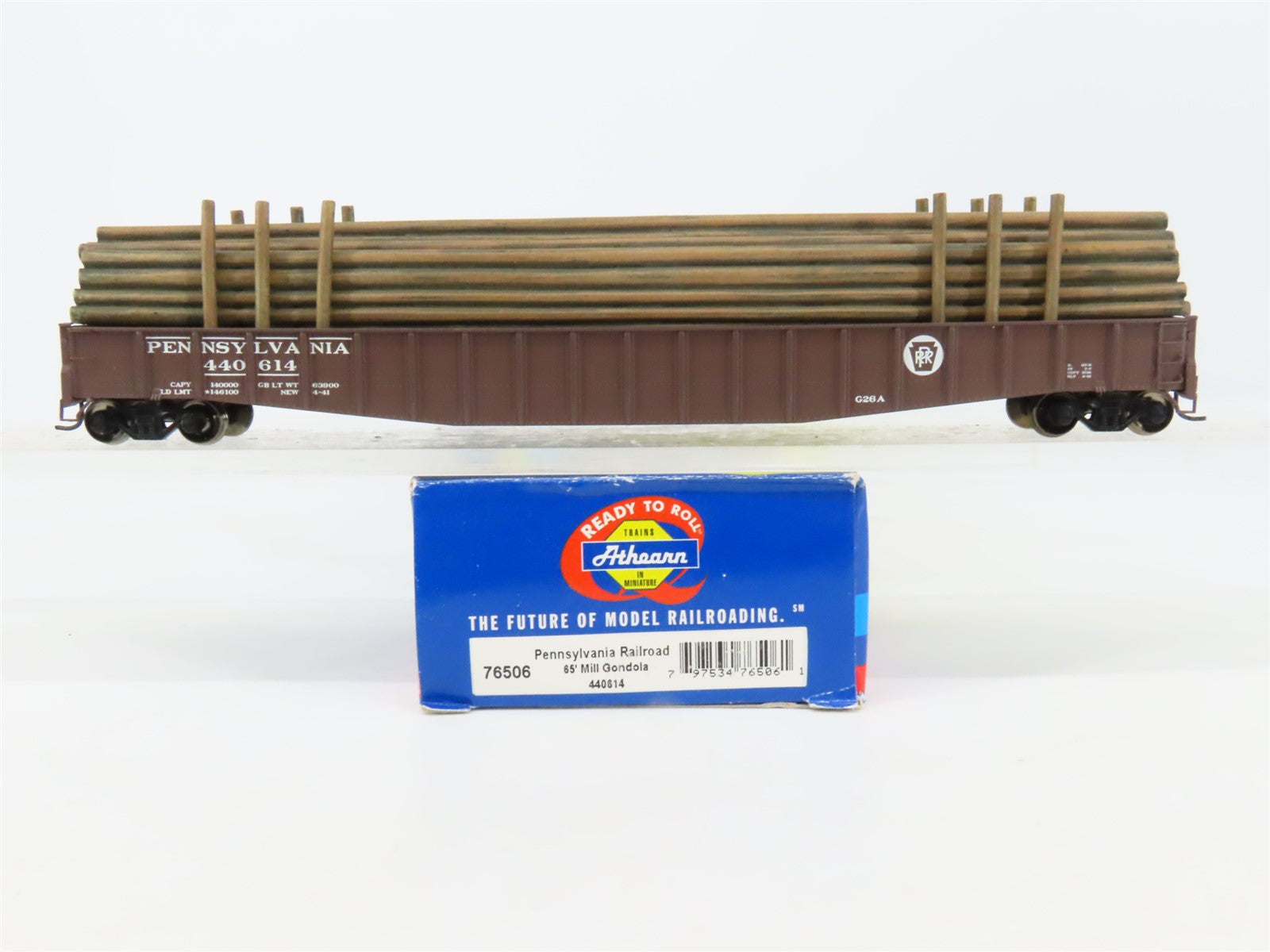 HO Scale Athearn 76506 PRR Pennsylvania 65' Mill Gondola #440614 w/ Load
