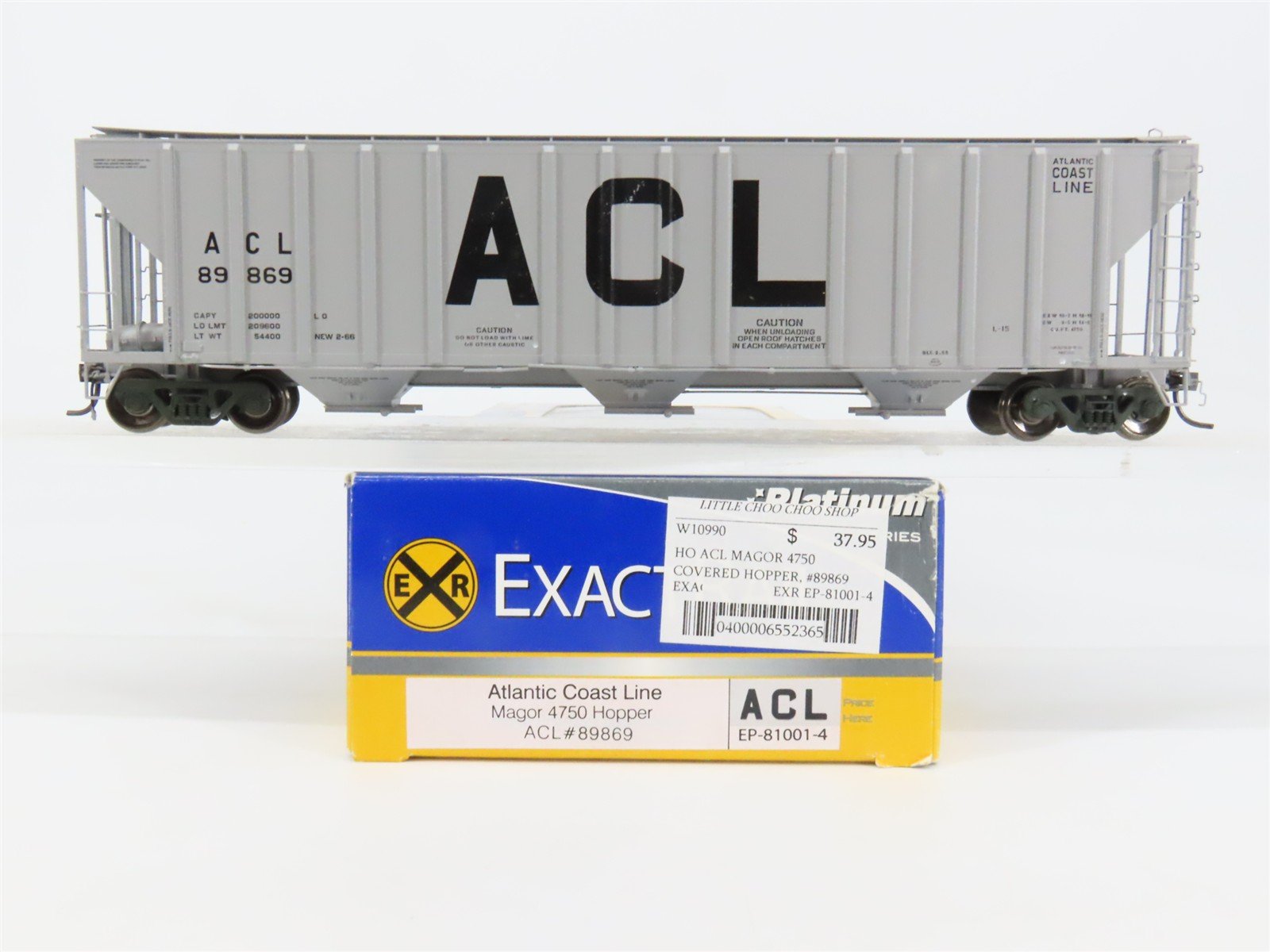 HO Scale ExactRail EP-81001-4 ACL Atlantic Coast Line 3-Bay Covered Hopper RTR