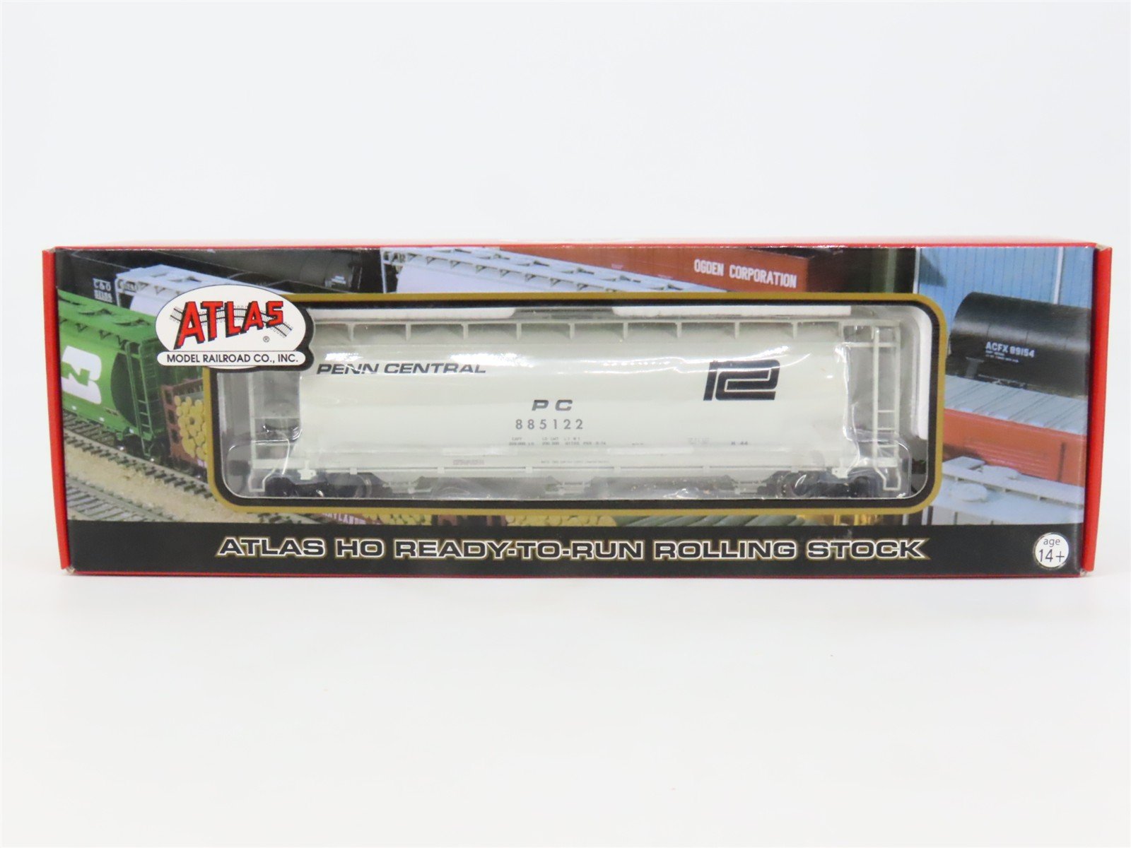 HO Scale Atlas 20000551 PC Penn Central 3-Bay Cylindrical Hopper 885122 RTR