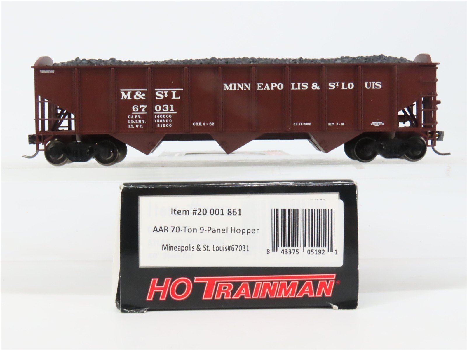 HO Scale Atlas 20001861 MSTL Minneapolis & St. Louis 3-Bay Hopper 67031 RTR
