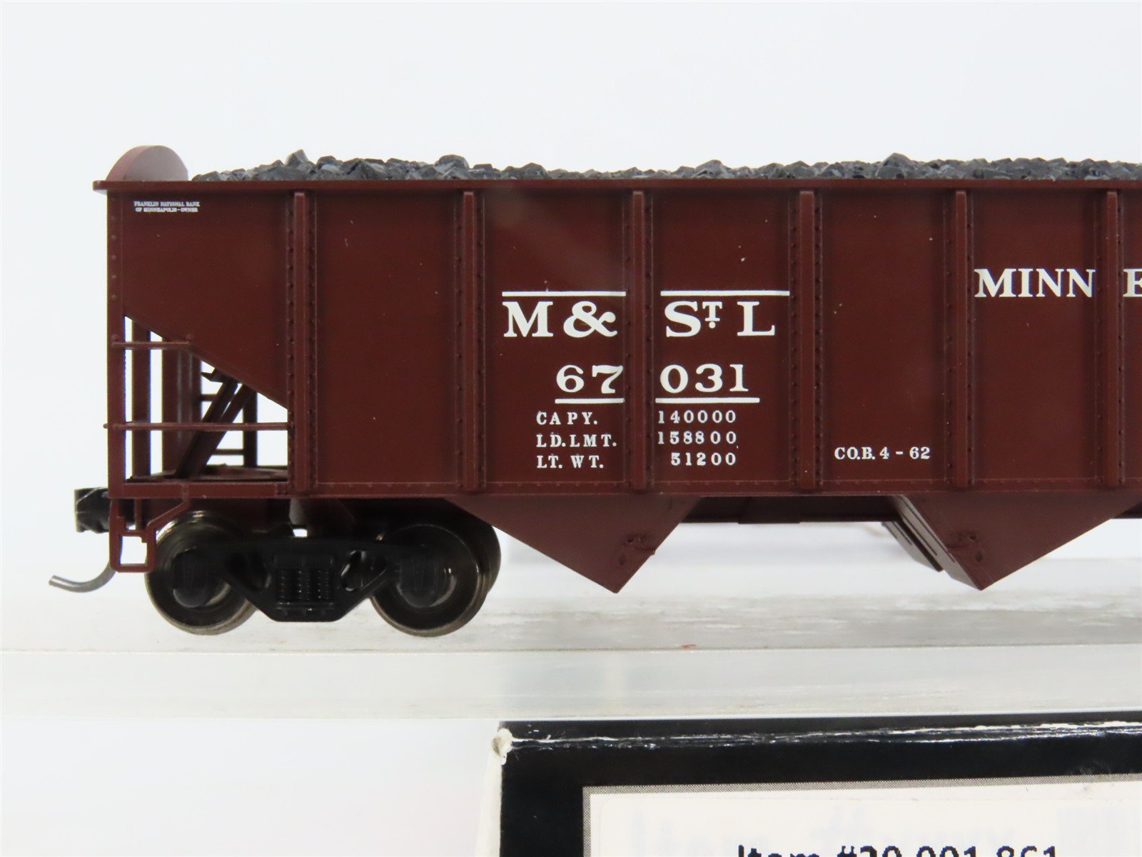 HO Scale Atlas 20001861 MSTL Minneapolis & St. Louis 3-Bay Hopper 67031 RTR
