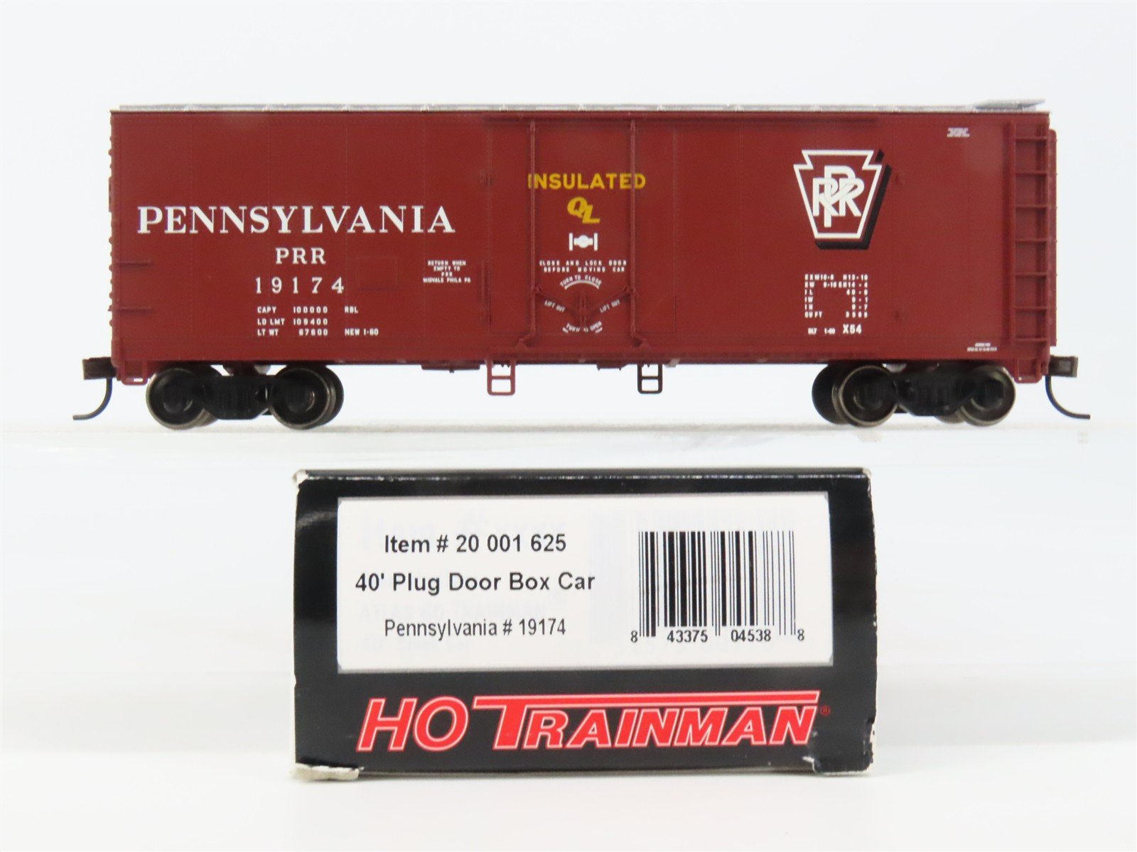 HO Scale Atlas 20001625 PRR Pennsylvania 40' Plug Door Box Car 19174 RTR