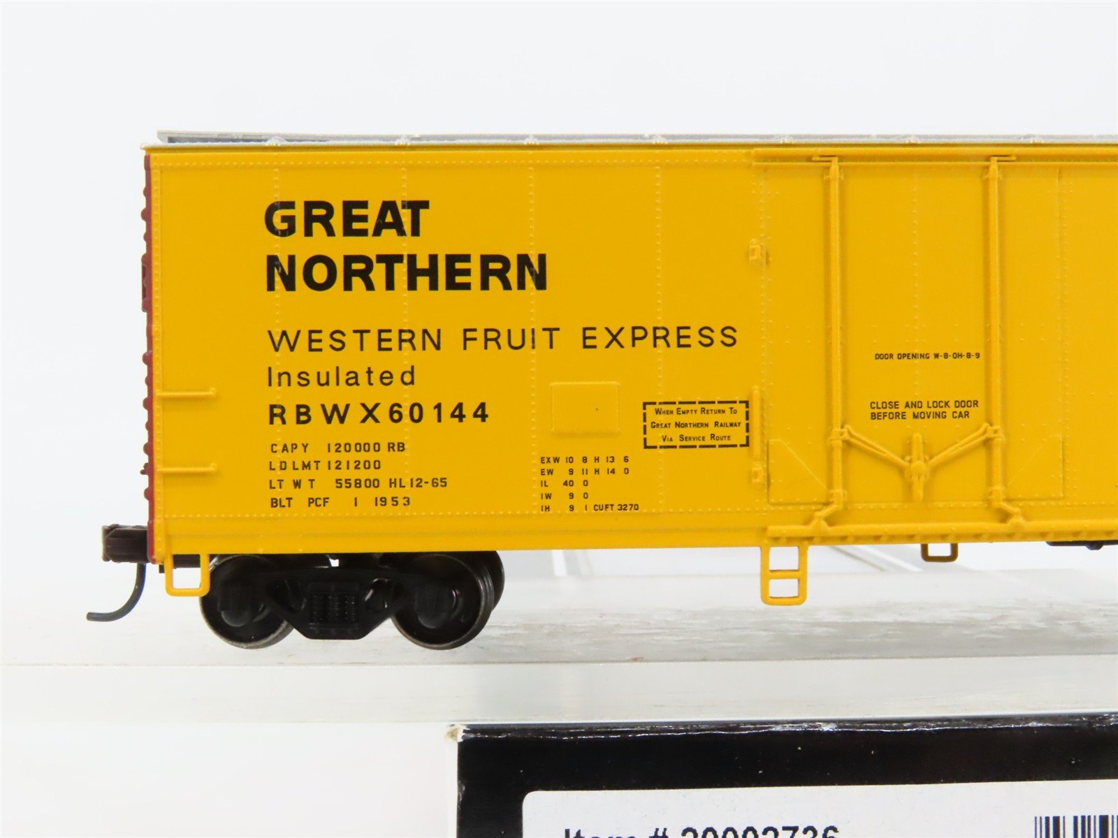 HO Scale Atlas 20002736 RBWX Great Northern 40' Plug Door Box Car 60144 RTR